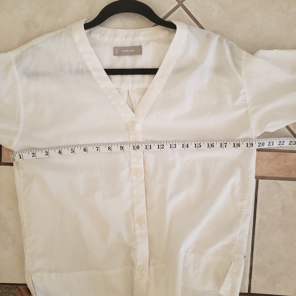 Everlane‎ Collarless White Button-Up Blouse 00 - Picture 9 of 9